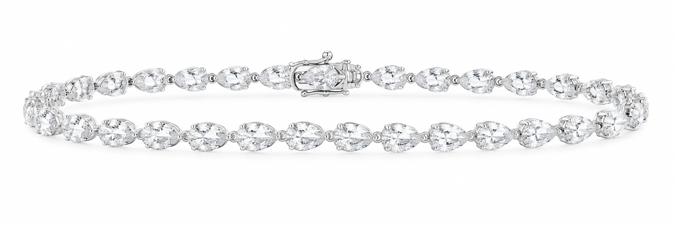 14K White Gold 9 CTW Lab-Grown Diamond Pear Bracelet, photo 1