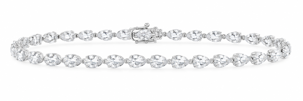 14K White Gold 9 CTW Lab-Grown Diamond Pear Bracelet, photo 1