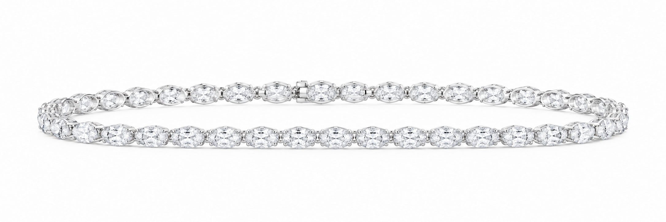 14K White Gold 5 7/8 CTW Lab-Grown Diamond Oval Bracelet, photo 1