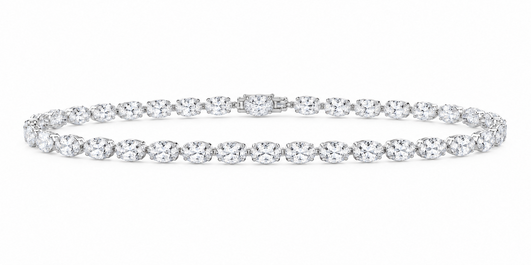 14K White Gold 8 1/2 CTW Lab-Grown Diamond Oval Bracelet, photo 1