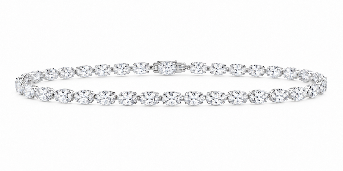 14K White Gold 8 1/2 CTW Lab-Grown Diamond Oval Bracelet, photo 1