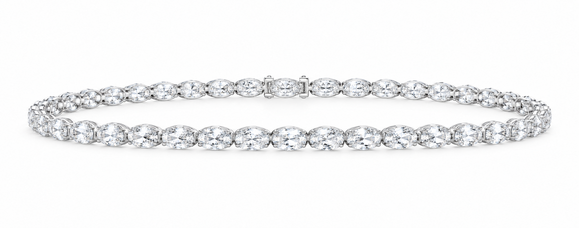14K White Gold 8 5/8 CTW Lab-Grown Diamond Oval Bracelet, photo 1