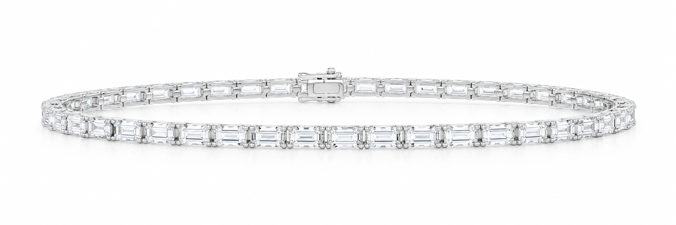14K White Gold 6 1/3 CTW Lab-Grown Diamond Emerald Bracelet, photo 1