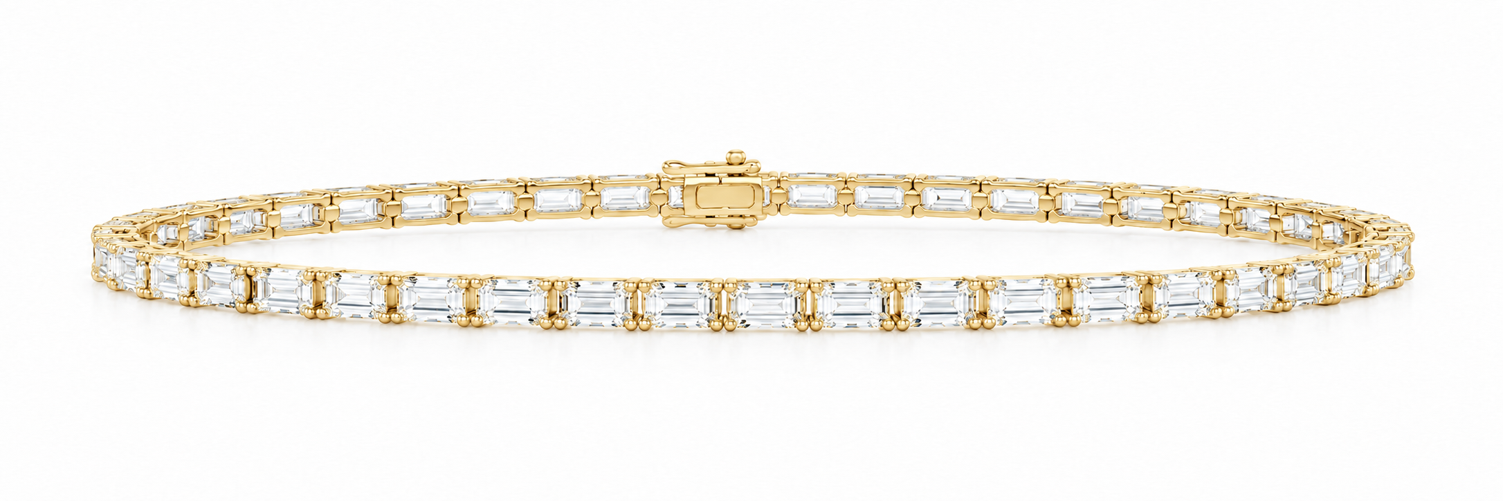 14K Yellow Gold 6 1/3 CTW Lab-Grown Diamond Emerald Bracelet, photo 1