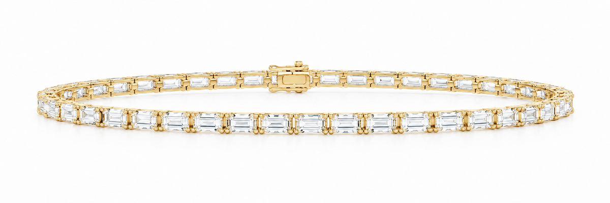 14K Yellow Gold 6 1/3 CTW Lab-Grown Diamond Emerald Bracelet, photo 1