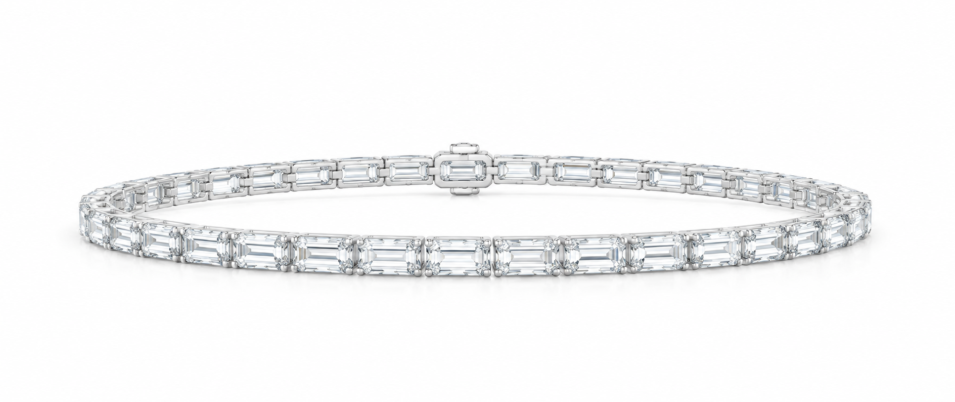 14K White Gold 11 7/8 CTW Lab-Grown Diamond Emerald Bracelet, photo 1