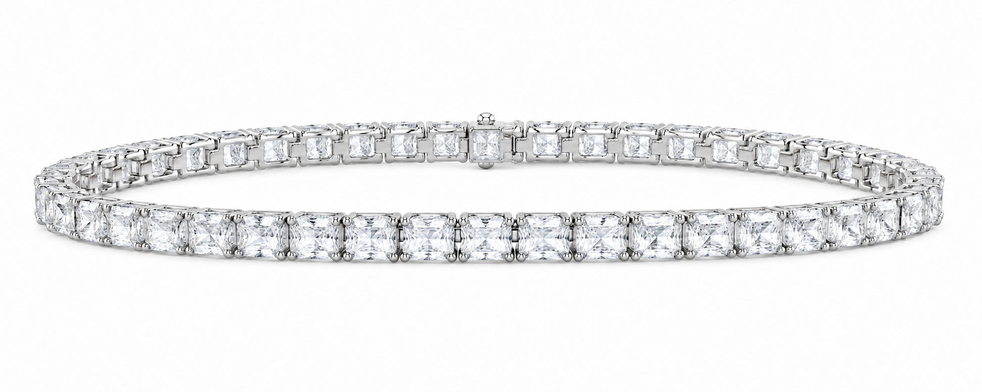 14K White Gold 10 CTW Lab-Grown Diamond Radiant Bracelet, photo 1