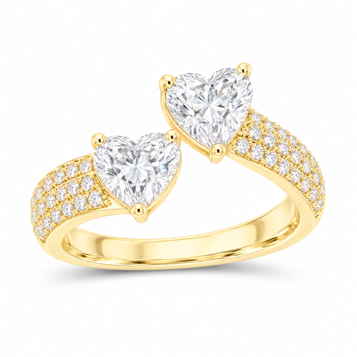 14K Yellow Gold 2 3/8 CTW Lab-Grown Diamond Heart Cuff Ring, photo 1