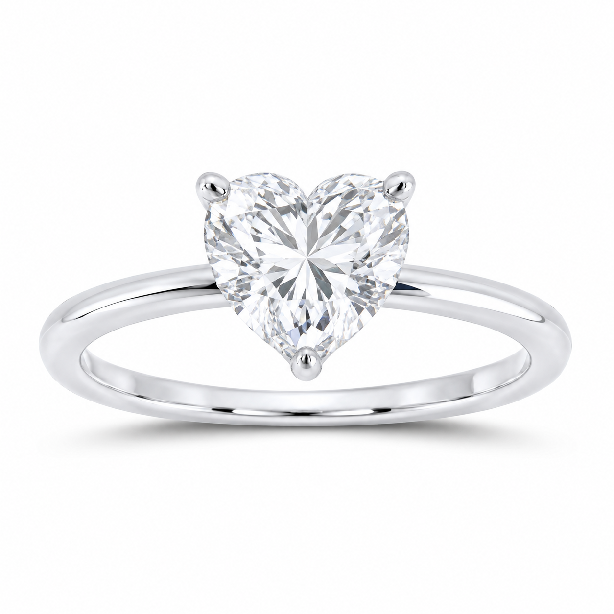 14K White Gold 2 CTW Lab-Grown Diamond Heart Solitaire Ring, photo 1