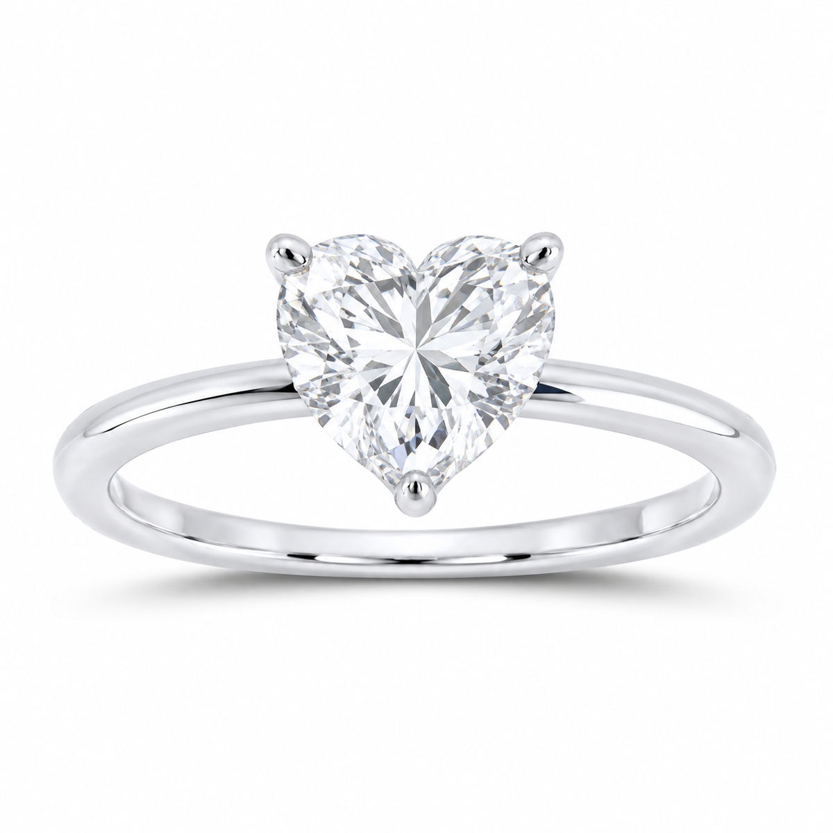 14K White Gold 2 CTW Lab-Grown Diamond Heart Solitaire Ring, photo 1