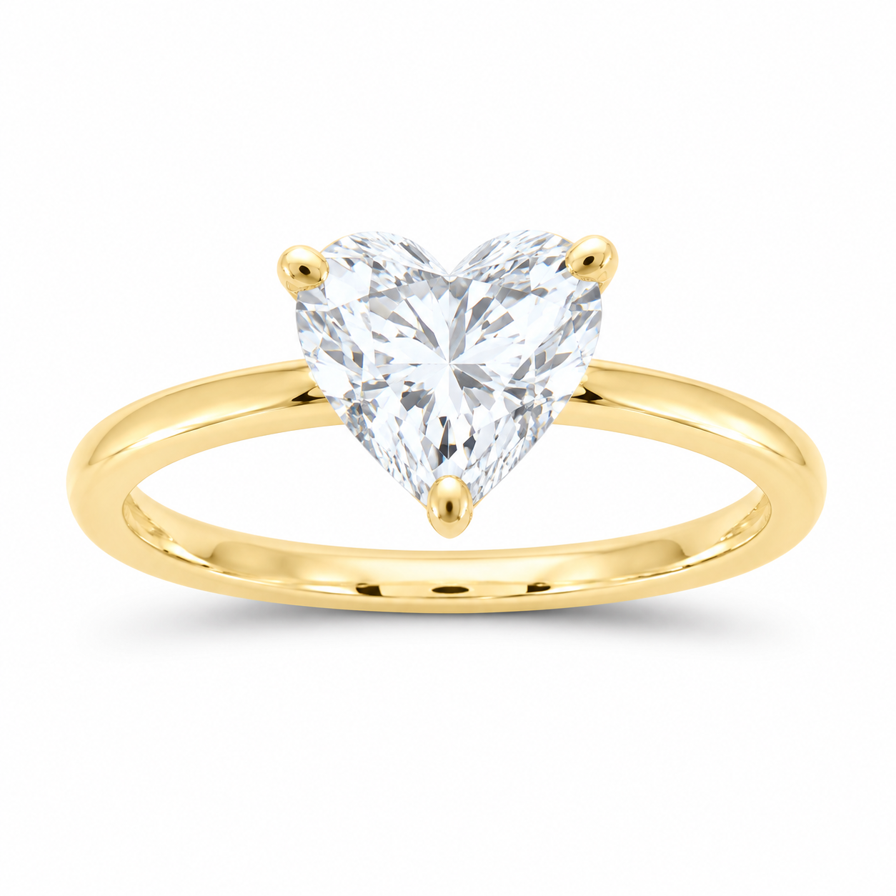 14K Yellow Gold 2 CTW Lab-Grown Diamond Heart Solitaire Ring, photo 1