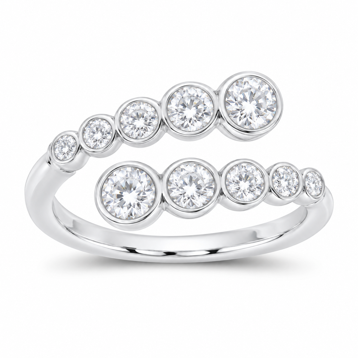 14K White Gold 1 CTW Lab-Grown Diamond Bezel Cuff Ring, photo 1