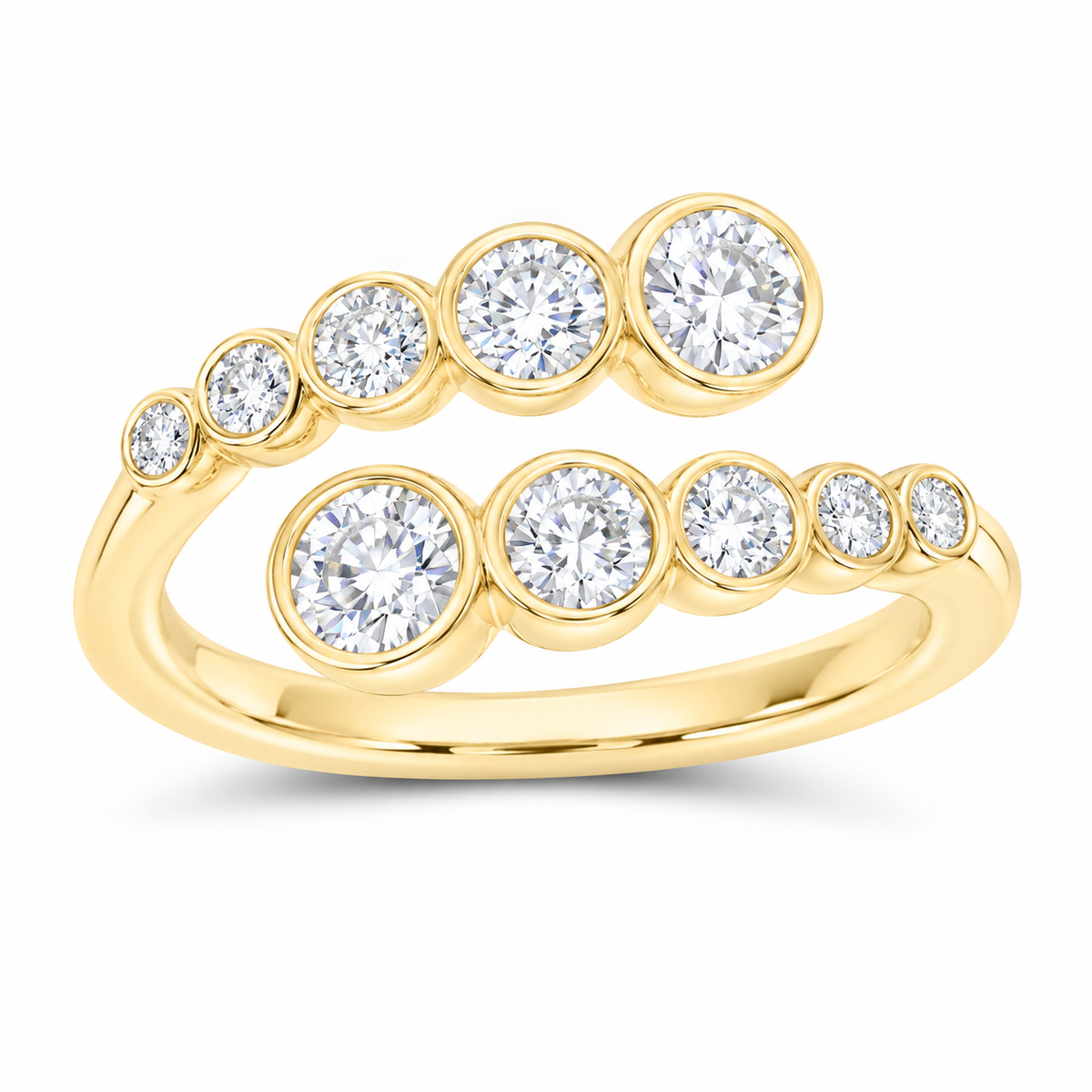 14K Yellow Gold 1 CTW Lab-Grown Diamond Bezel Cuff Ring, photo 1