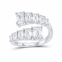 14K White Gold 2 1/2 CTW Lab-Grown Diamond Emerald Cuff Ring, photo 1