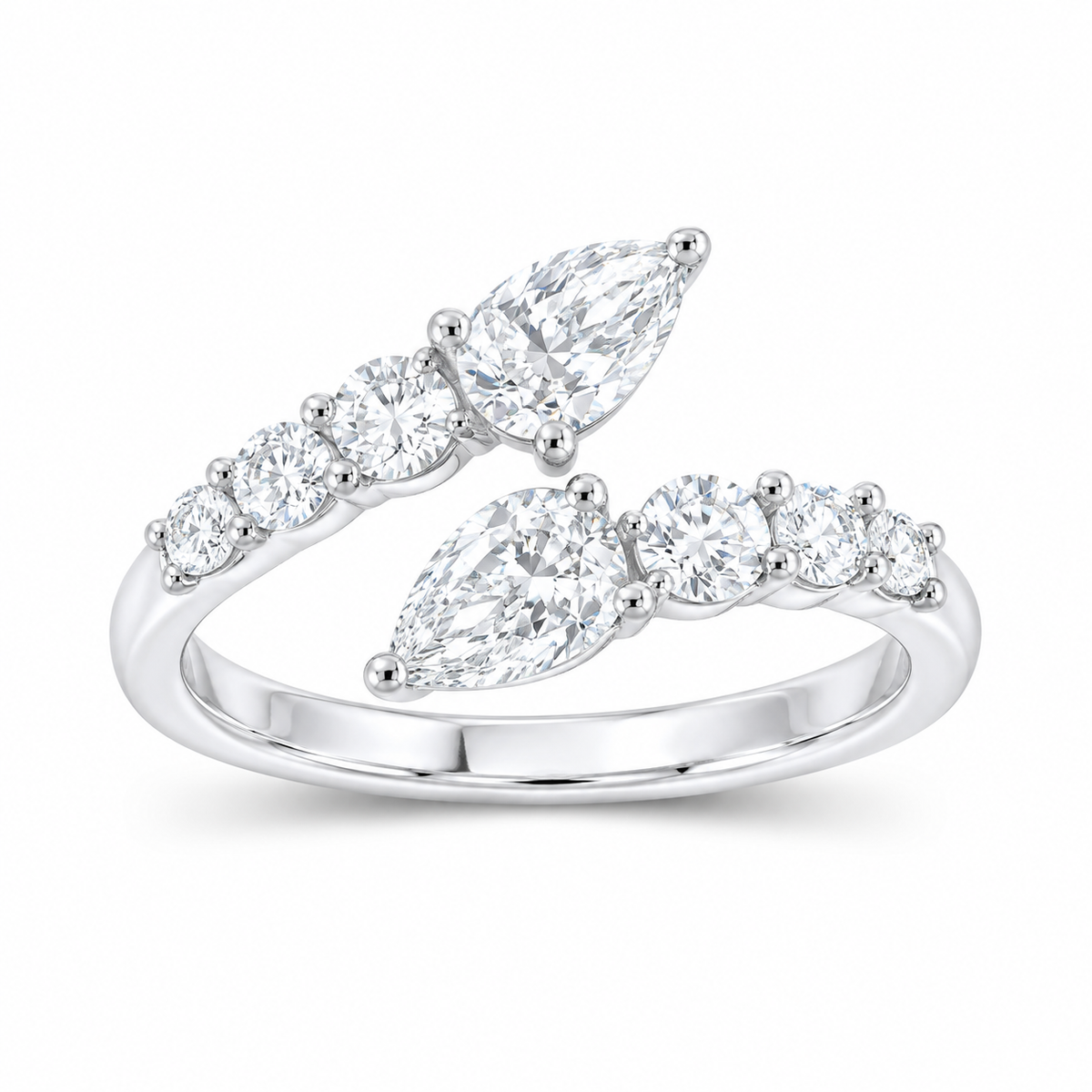 14K White Gold 2 CTW Lab-Grown Diamond Mixed-Cut Cuff Ring, photo 1