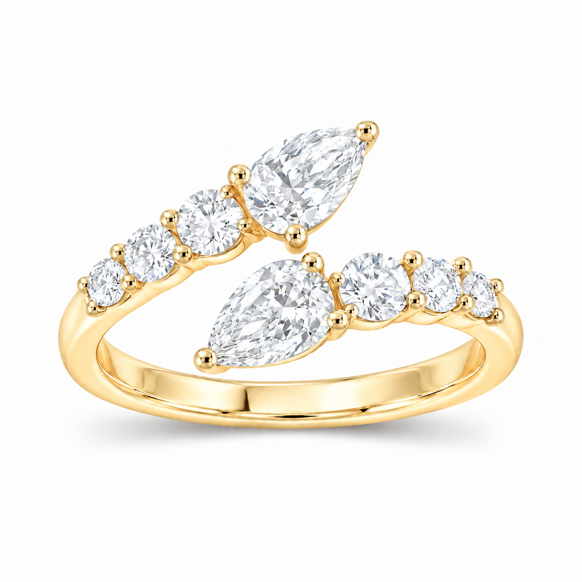 14K Yellow Gold 2 CTW Lab-Grown Diamond Mixed-Cut Cuff Ring, photo 1