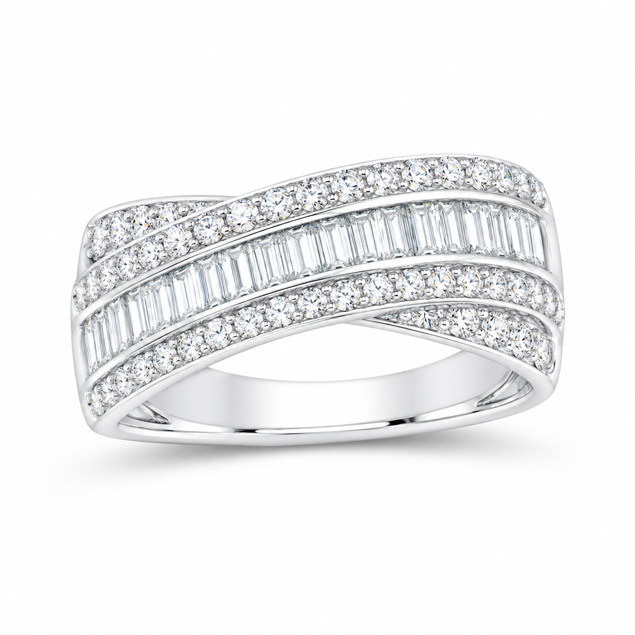 14K White Gold 1 CTW Lab-Grown Diamond Crisscross Ring, photo 1