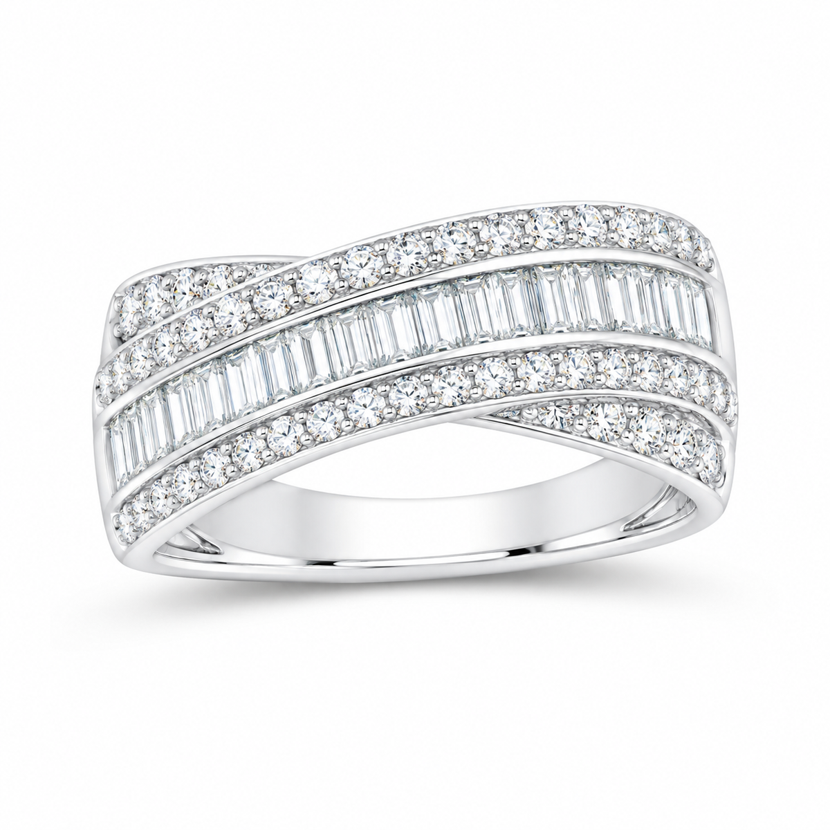 14K White Gold 1 CTW Lab-Grown Diamond Crisscross Ring, photo 1