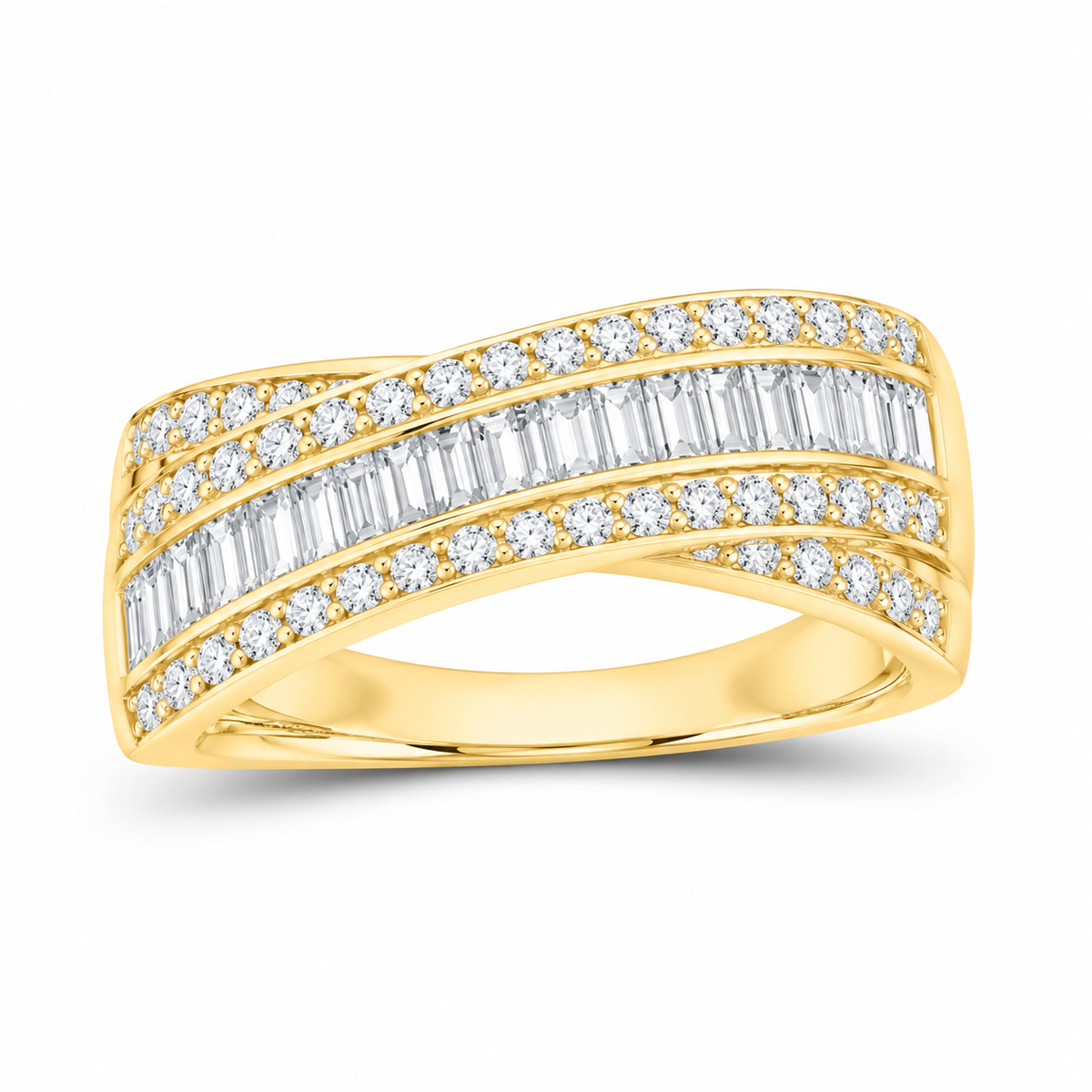 14K Yellow Gold 1 CTW Lab-Grown Diamond Crisscross Ring, photo 1