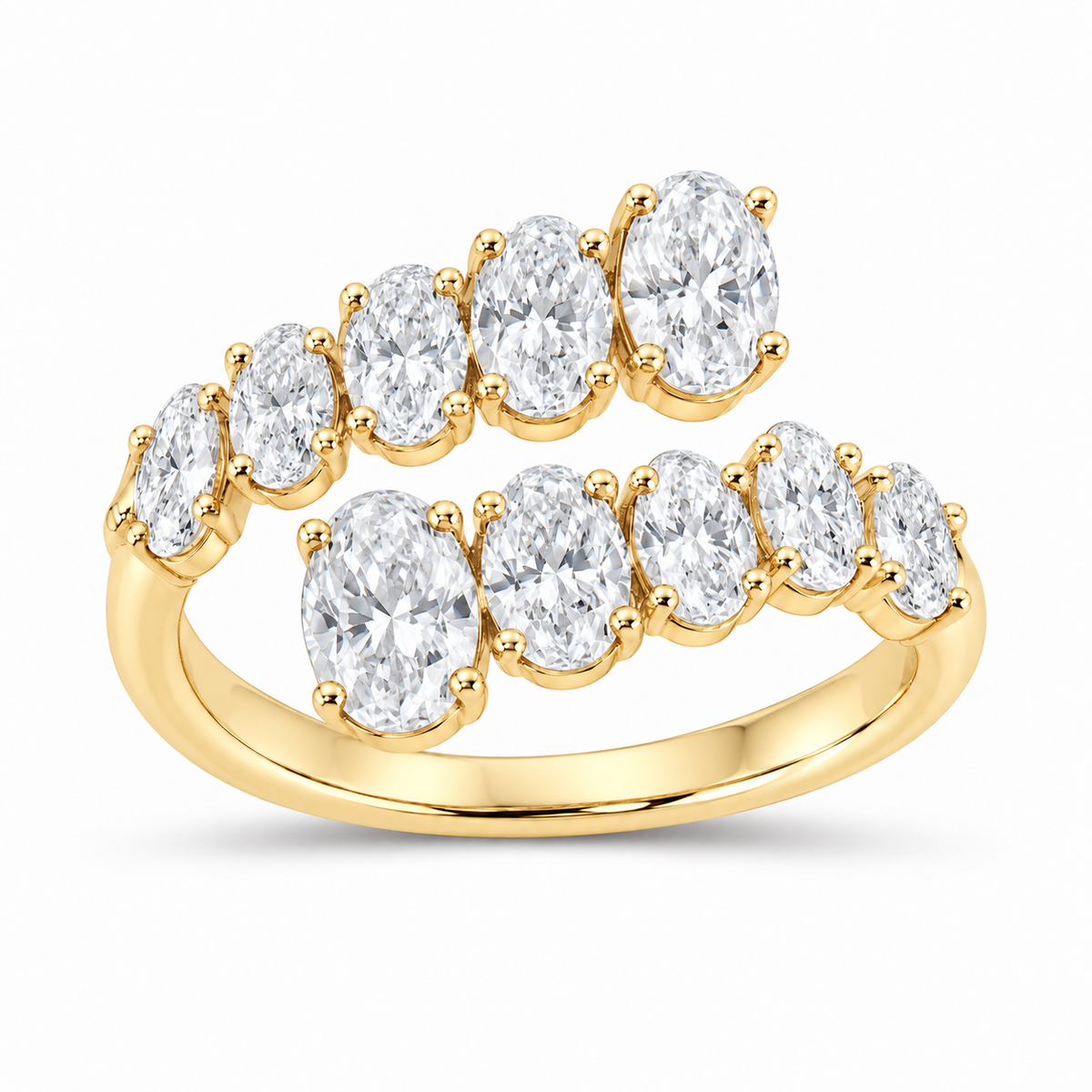 14K Yellow Gold 2 1/2 CTW Lab-Grown Diamond Oval Cuff Ring, photo 1