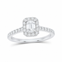 14K White Gold 1 CTW Lab-Grown Diamond Emerald Halo Engagement Ring, photo 1