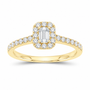 14K Yellow Gold 1 CTW Lab-Grown Diamond Emerald Halo Engagement Ring, photo 1