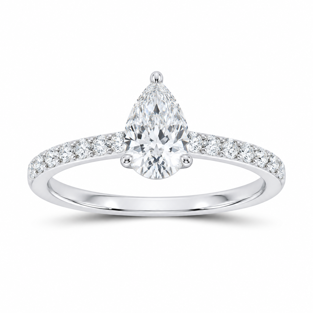 14K White Gold 1 CTW Lab-Grown Diamond Pear Engagement Ring, photo 1