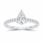 14K White Gold 1 CTW Lab-Grown Diamond Pear Engagement Ring, photo 1