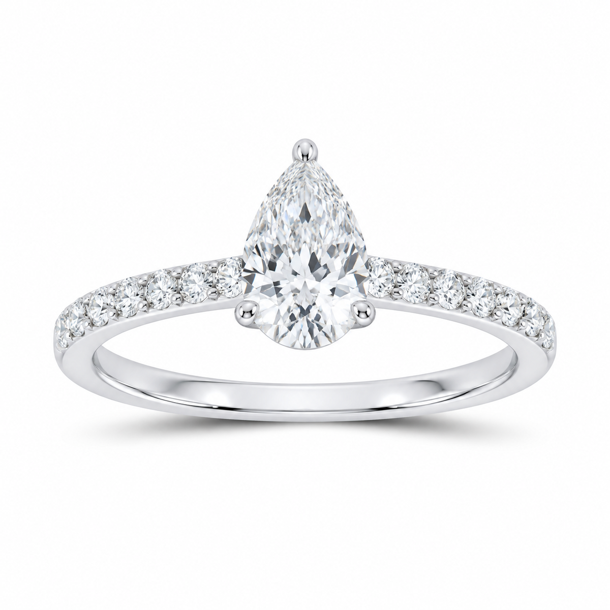 14K White Gold 1 CTW Lab-Grown Diamond Pear Engagement Ring, photo 1