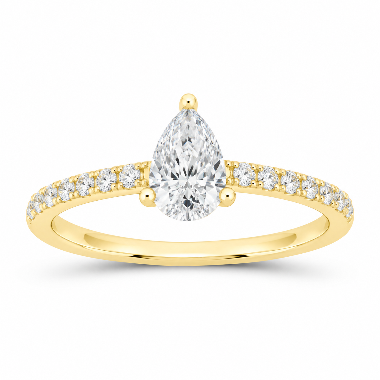 14K Yellow Gold 1 CTW Lab-Grown Diamond Pear Engagement Ring, photo 1