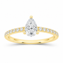 14K Yellow Gold 1 CTW Lab-Grown Diamond Pear Engagement Ring, photo 1