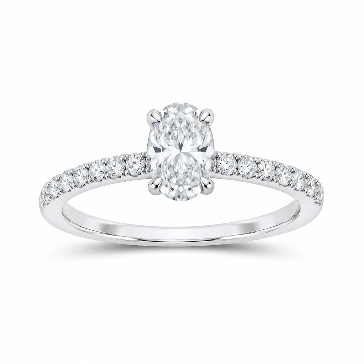 14K White Gold 1 CTW Lab-Grown Diamond Oval Engagement Ring, photo 1