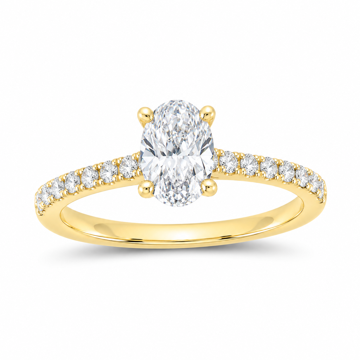 14K Yellow Gold 1 CTW Lab-Grown Diamond Oval Engagement Ring, photo 1