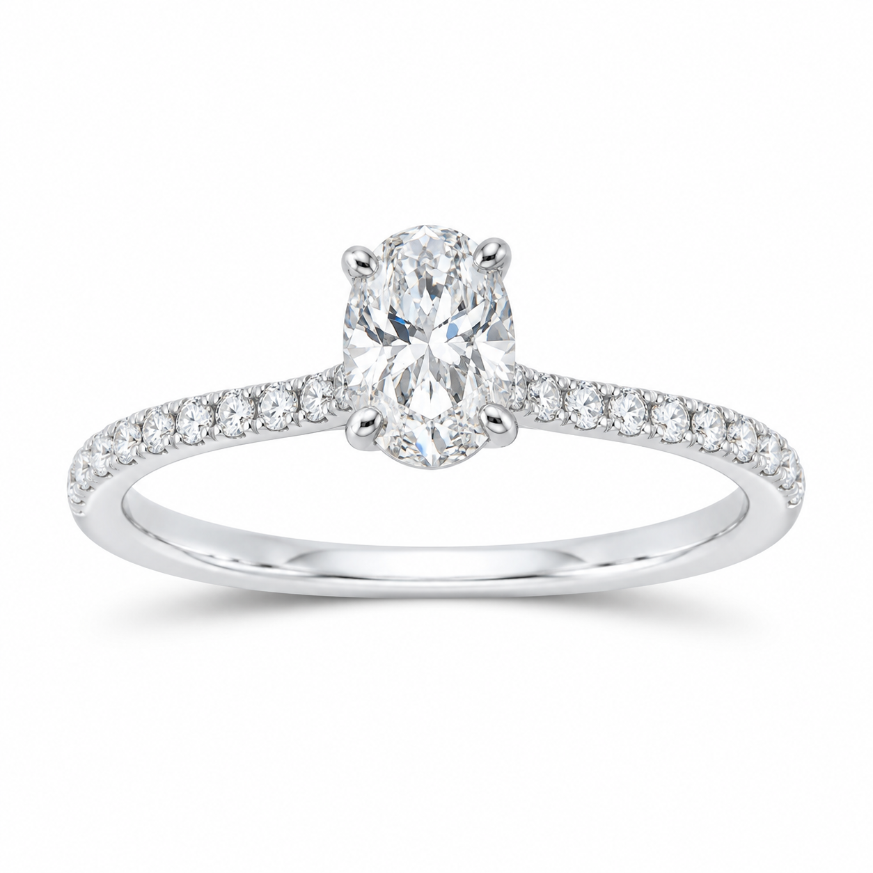 14K White Gold 3/4 CTW Lab-Grown Diamond Oval Engagement Ring, photo 1
