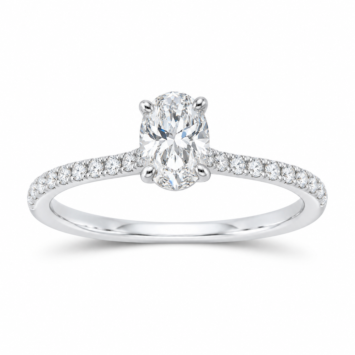 14K White Gold 3/4 CTW Lab-Grown Diamond Oval Engagement Ring, photo 1