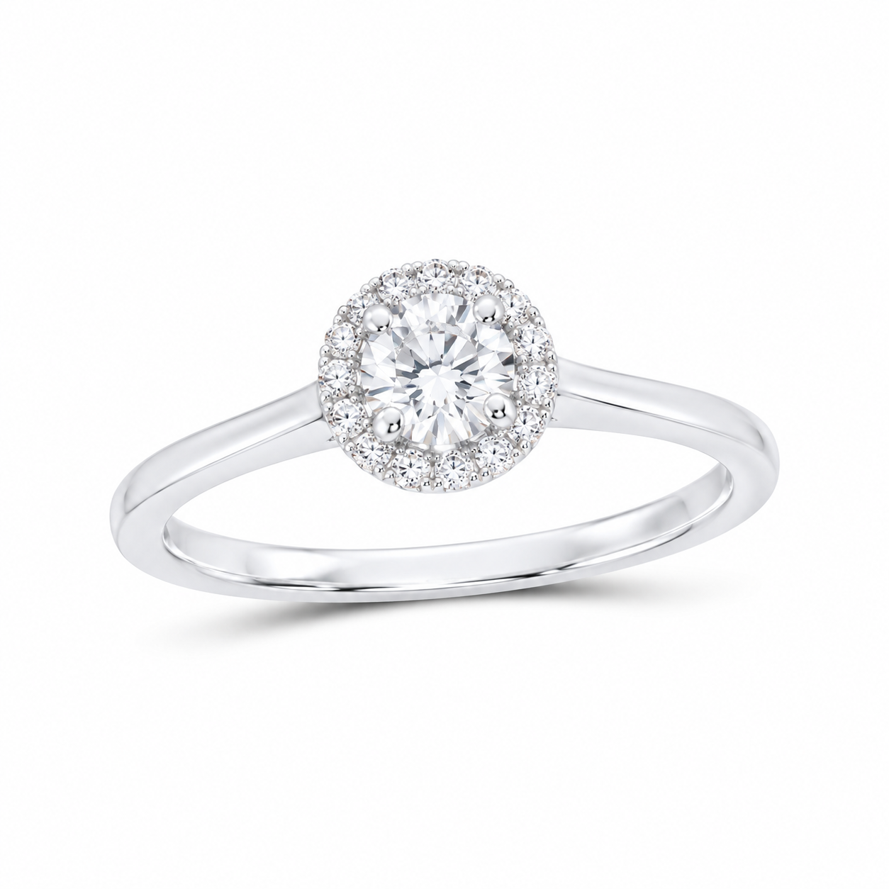 14K White Gold 1/2 CTW Lab-Grown Diamond Round Halo Engagement Ring, photo 1
