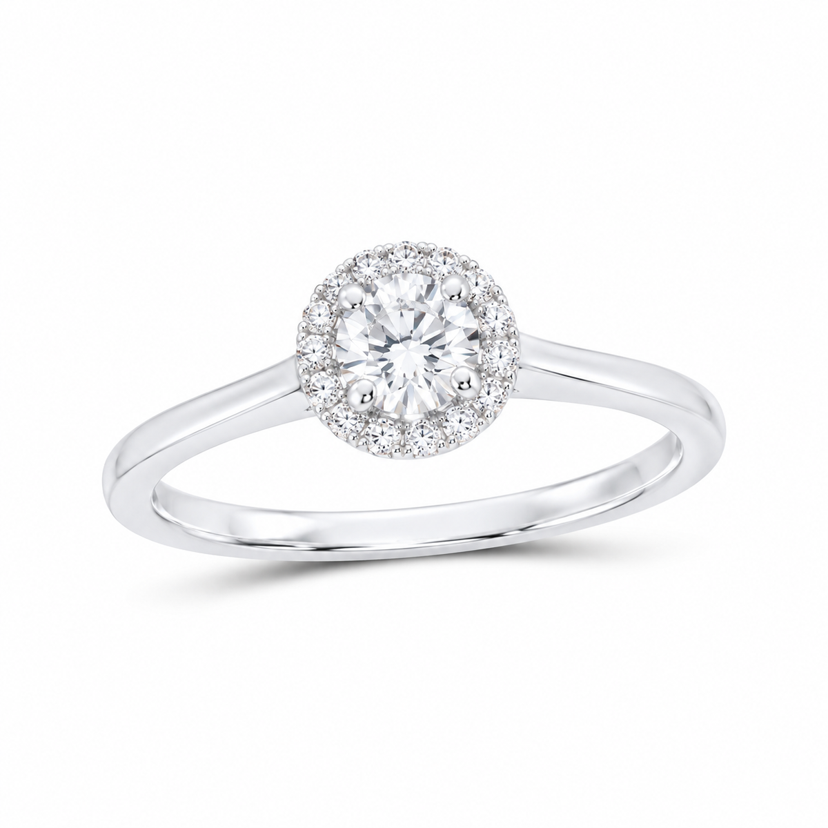 14K White Gold 1/2 CTW Lab-Grown Diamond Round Halo Engagement Ring, photo 1