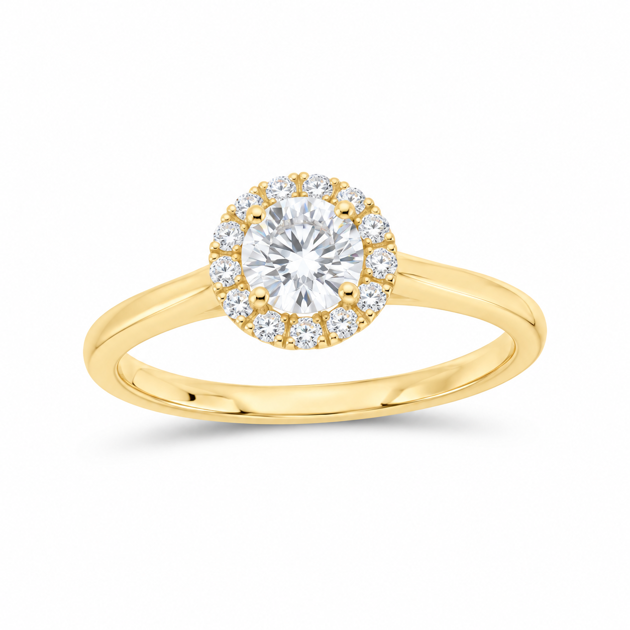 14K Yellow Gold 1/2 CTW Lab-Grown Diamond Round Halo Engagement Ring, photo 1