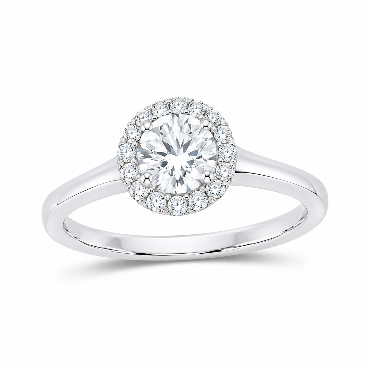 14K White Gold 1 CTW Lab-Grown Diamond Round Halo Engagement Ring, photo 1