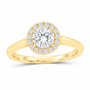 14K Yellow Gold 1 CTW Lab-Grown Diamond Round Halo Engagement Ring, photo 1