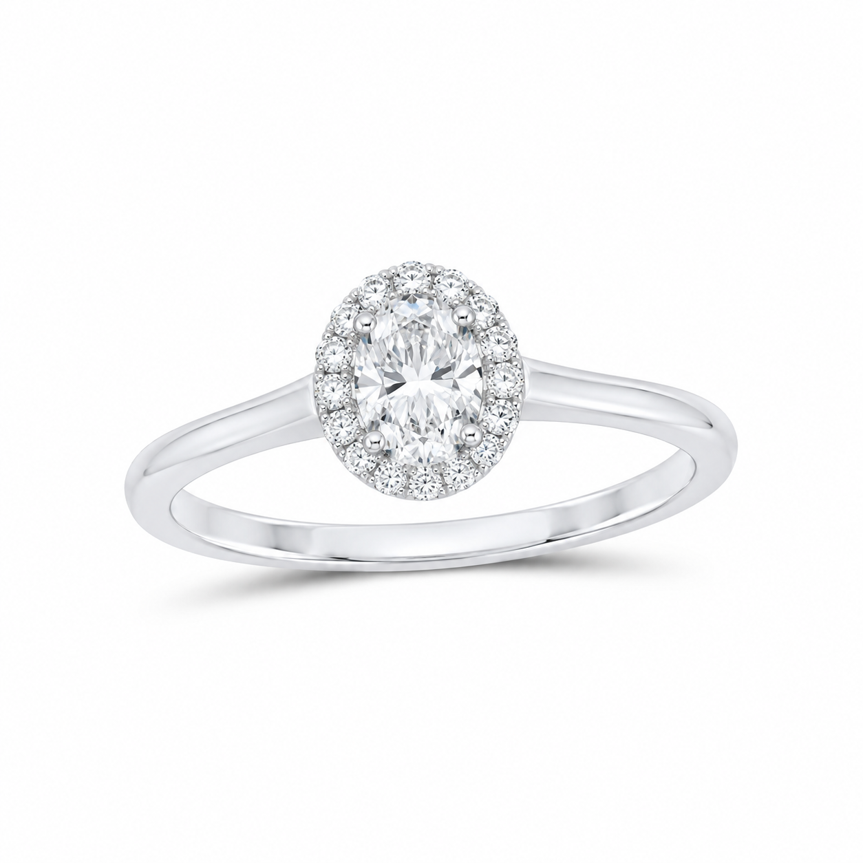 14K White Gold 1/2 CTW Lab-Grown Diamond Oval Halo Engagement Ring, photo 1
