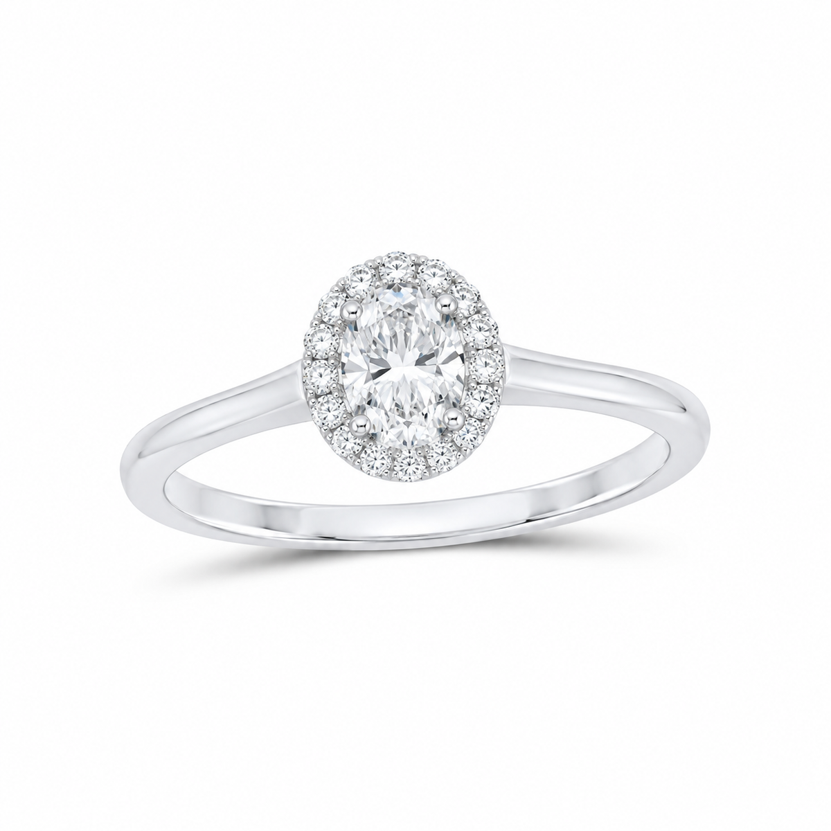 14K White Gold 1/2 CTW Lab-Grown Diamond Oval Halo Engagement Ring, photo 1