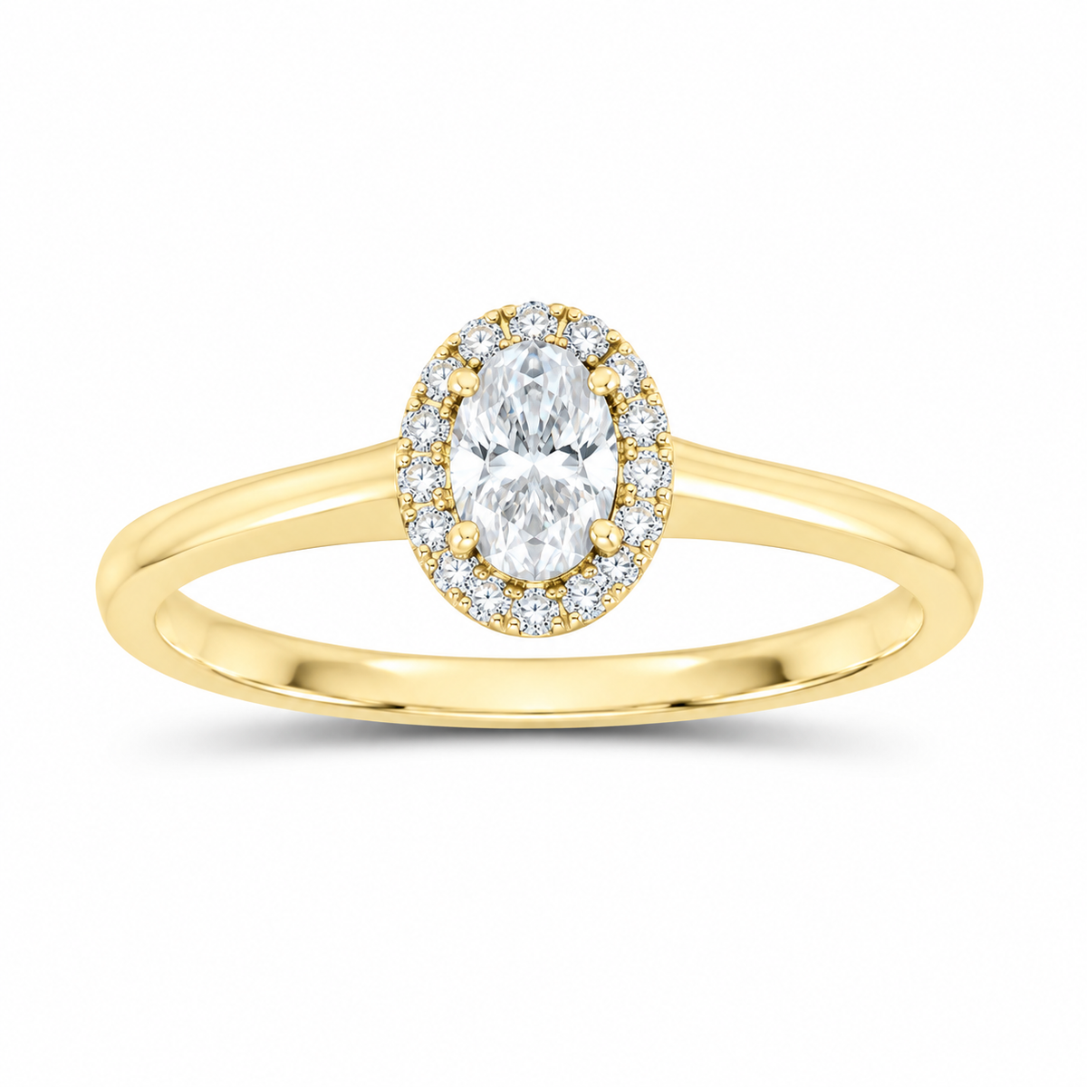 14K Yellow Gold 1/2 CTW Lab-Grown Diamond Oval Halo Engagement Ring, photo 1