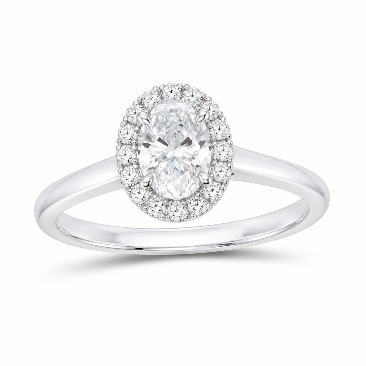 14K White Gold 7/8 CTW Lab-Grown Diamond Oval Halo Engagement Ring, photo 1