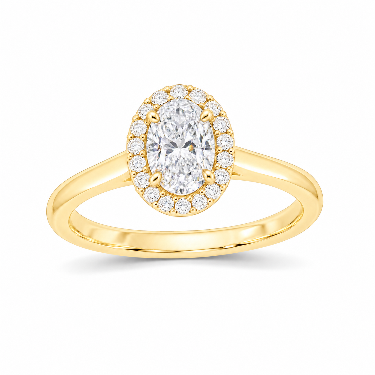 14K Yellow Gold 7/8 CTW Lab-Grown Diamond Oval Halo Engagement Ring, photo 1