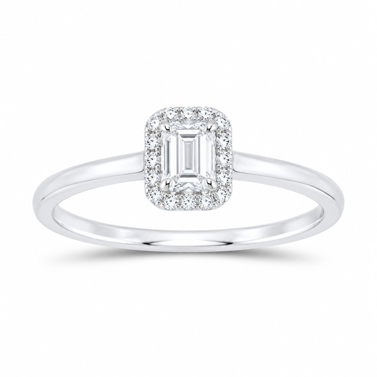 14K White Gold 1/2 CTW Lab-Grown Diamond Emerald Halo Engagement Ring, photo 1