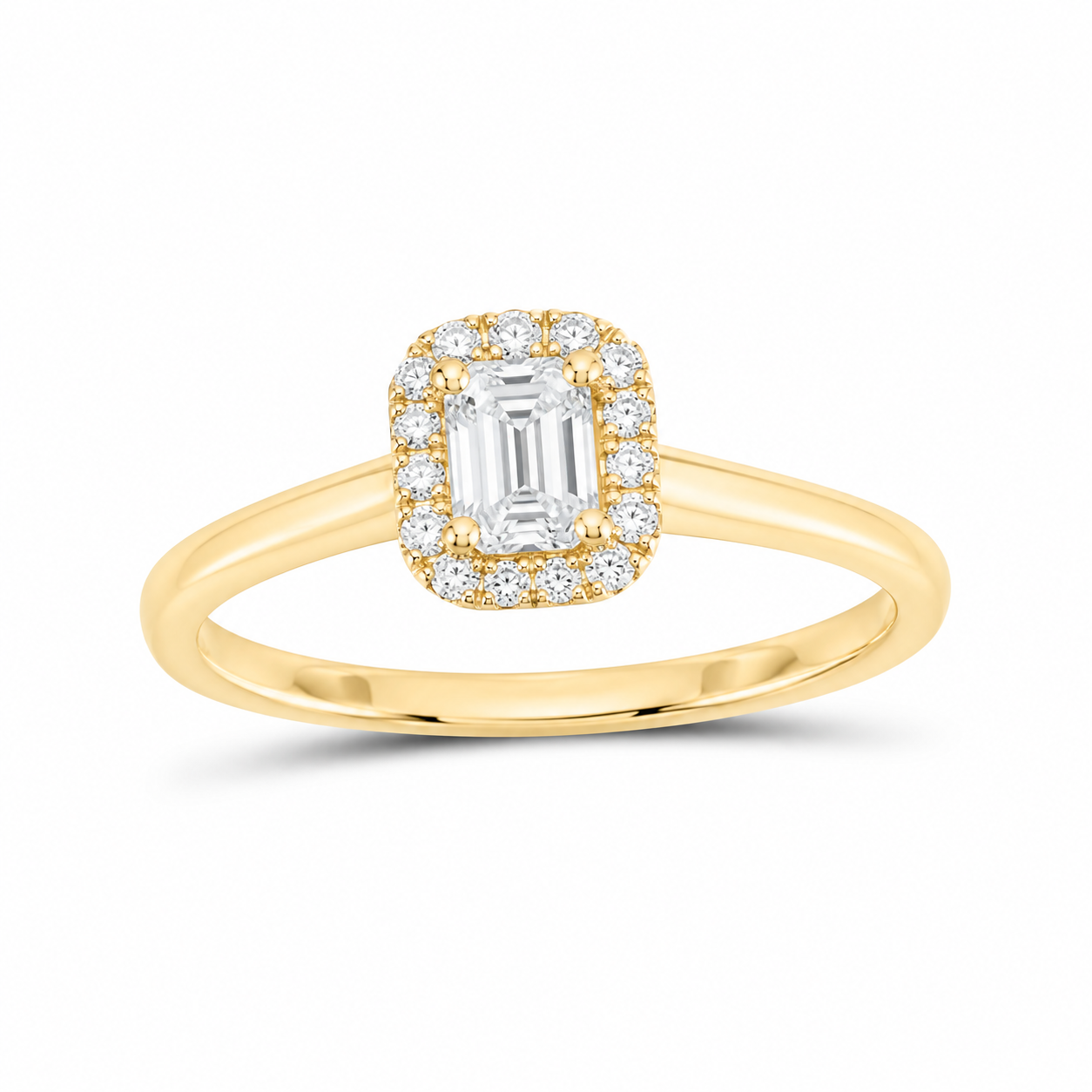 14K Yellow Gold 1/2 CTW Lab-Grown Diamond Emerald Halo Engagement Ring, photo 1