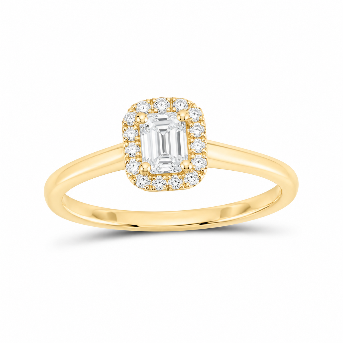 14K Yellow Gold 1/2 CTW Lab-Grown Diamond Emerald Halo Engagement Ring, photo 1
