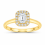 14K Yellow Gold 7/8 CTW Lab-Grown Diamond Emerald Halo Engagement Ring, photo 1