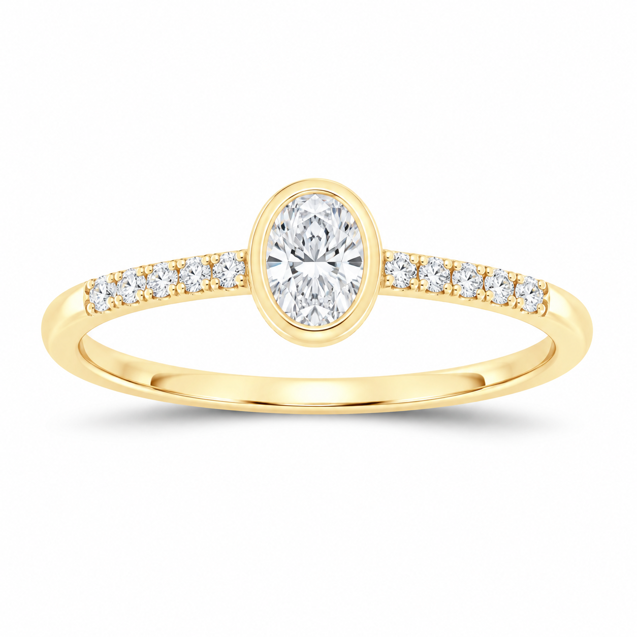 14K Yellow Gold 3/8 CTW Lab-Grown Diamond Oval Bezel Engagement Ring, photo 1